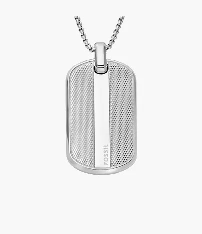 Machine Knurled Texture Stainless Steel Dog Tag Necklace