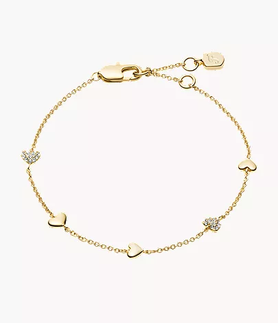 Sutton Heartbeat Gold-Tone Brass Station Bracelet