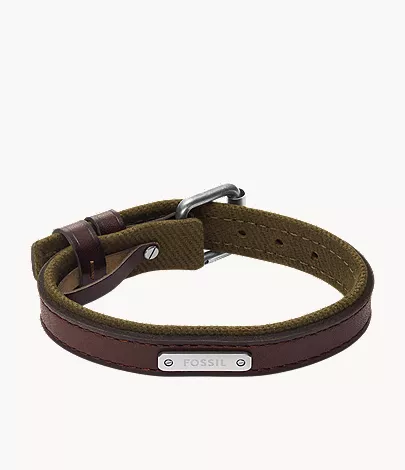 Everett Color Pop Green And Brown Leather Strap Bracelet
